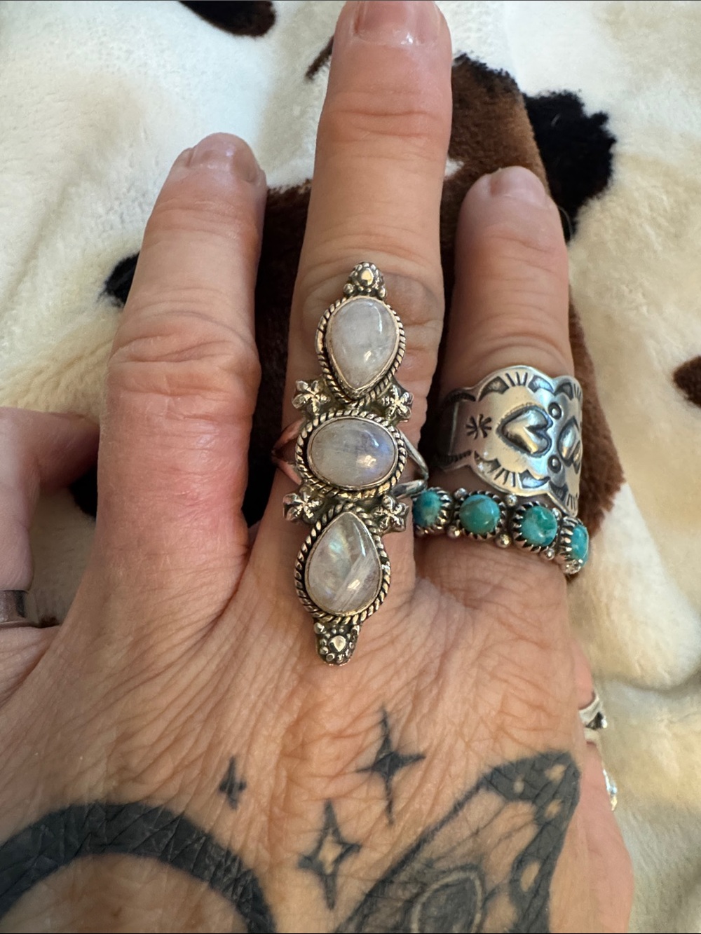 925 Silver Moonstone Teardrop Statement Ring - White Moonstone